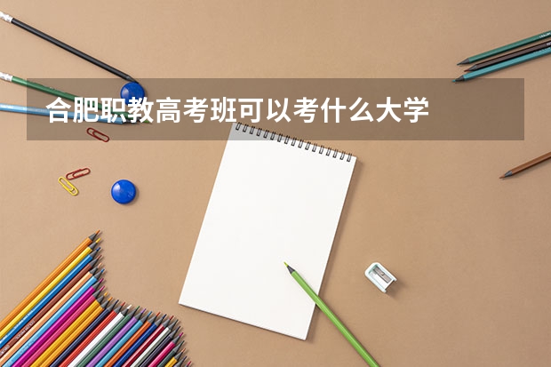 合肥职教高考班可以考什么大学